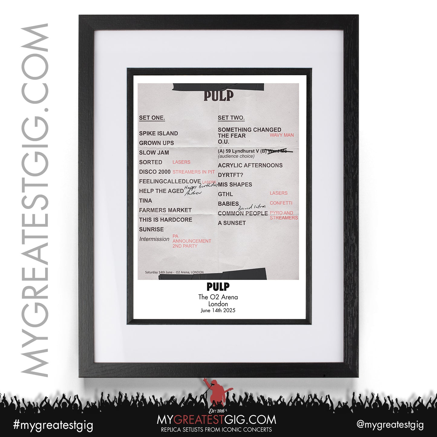 Pulp - You Deserve More: Live 2025 Tour - Replica Setlist Posters