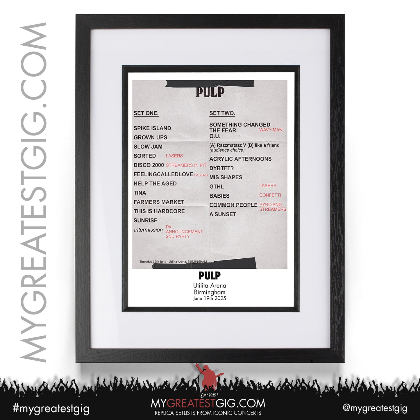 Pulp - You Deserve More: Live 2025 Tour - Replica Setlist Posters