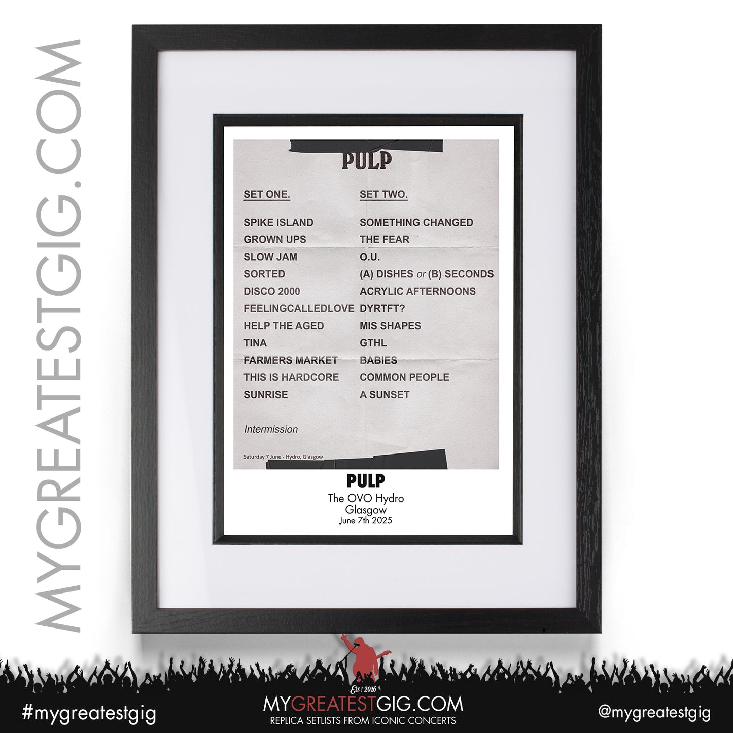 Pulp - You Deserve More: Live 2025 Tour - Replica Setlist Posters