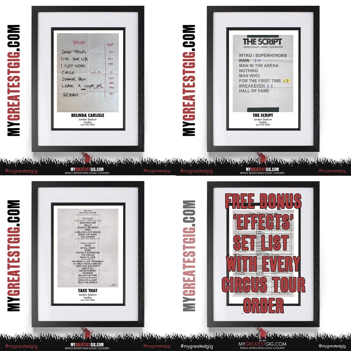 Take That - The Circus Live 2026 Tour - Replica Setlist Posters