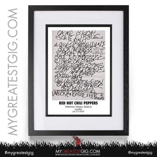 Red Hot Chili Peppers - London - July 21st 2023 Recreated Setlist Poster