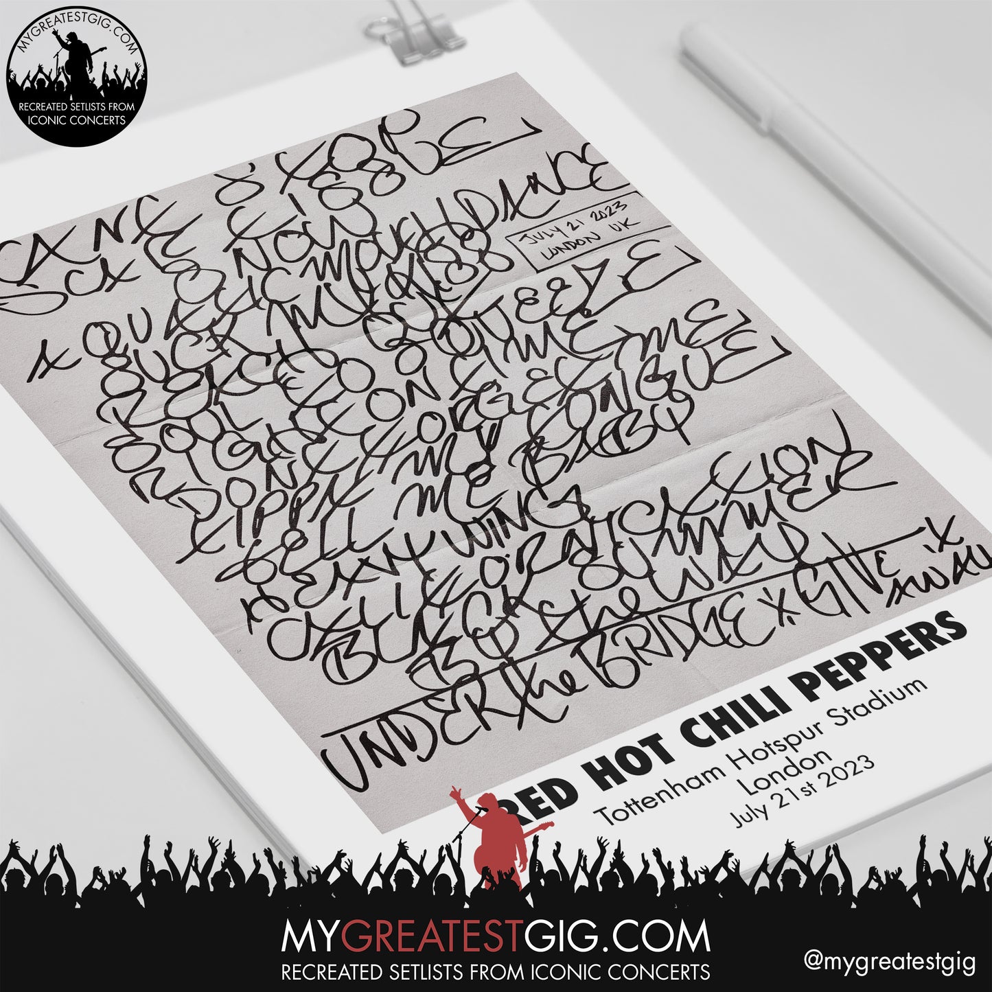 Red Hot Chili Peppers - London - July 21st 2023 Recreated Setlist Poster