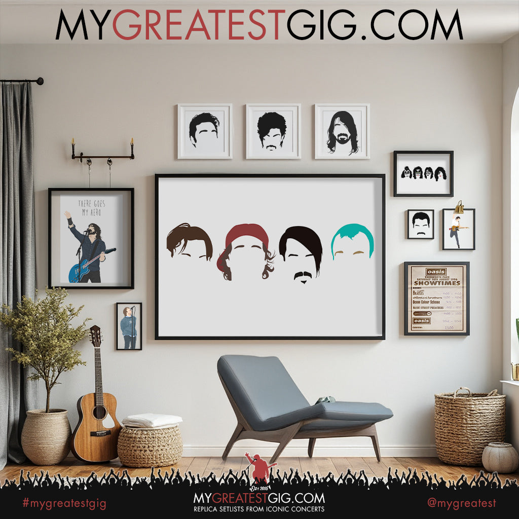 The Red Hot Chili Peppers - Minimal Band Hairstyles Illustration - Posters, Prints & Greeting Cards