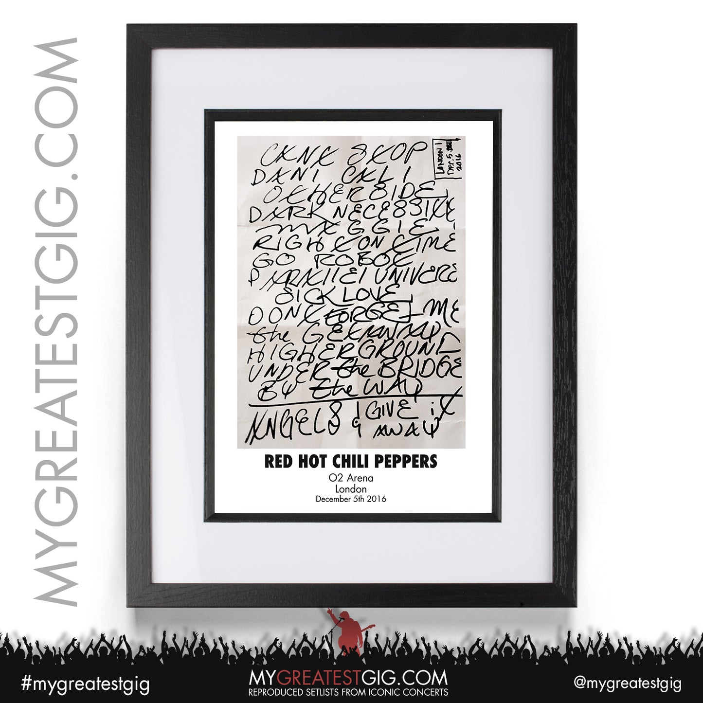 Red Hot Chili Peppers - London - December 5th 2016 Recreated Setlist Poster