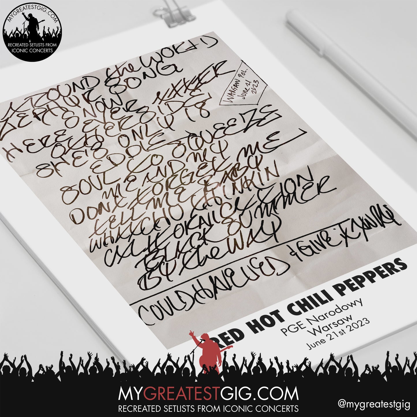 Red Hot Chili Peppers - Warsaw - June 21st 2023 Recreated Setlist Poster