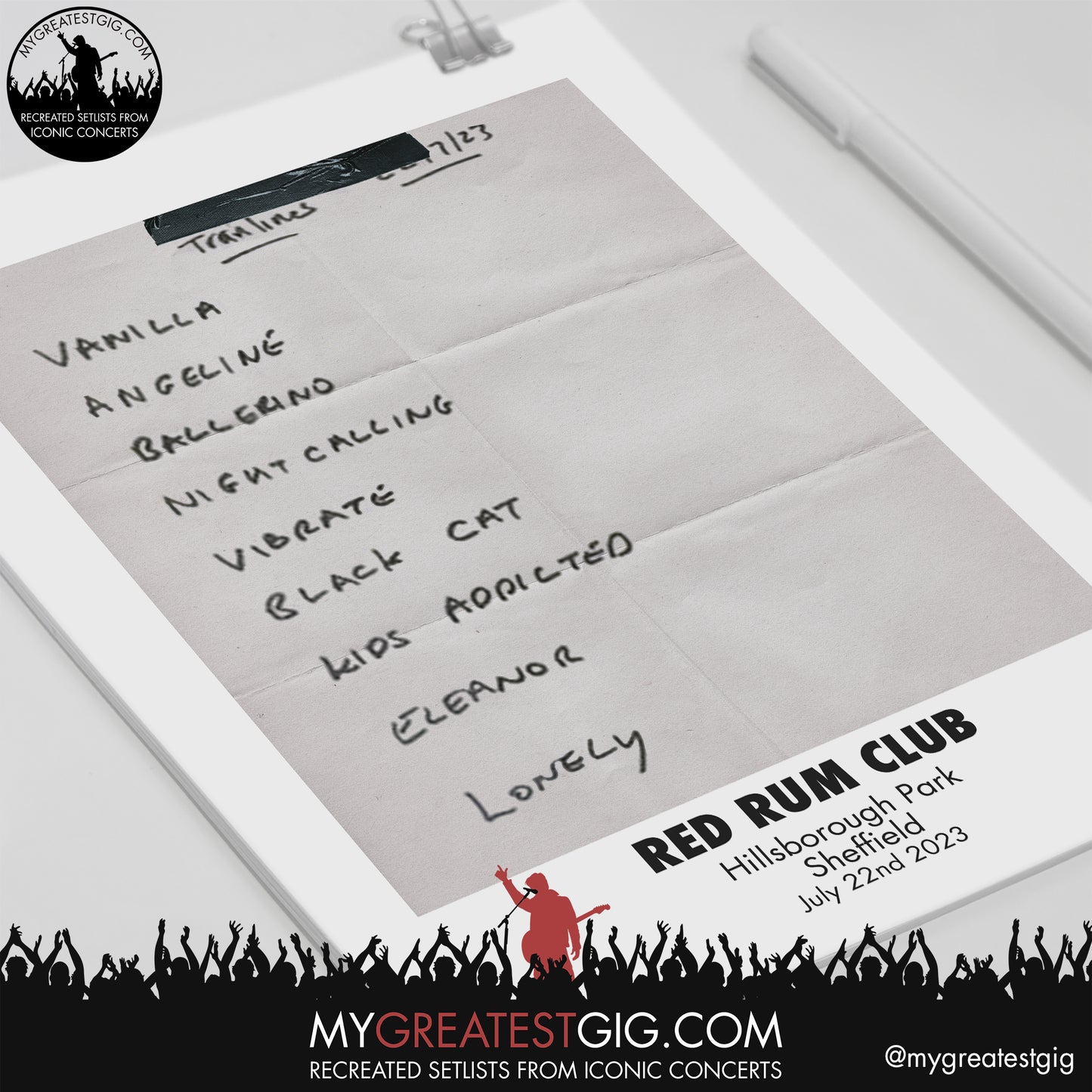 Red Rum Club - Tramlines Festival - July 22nd 2023 Recreated Setlist Poster