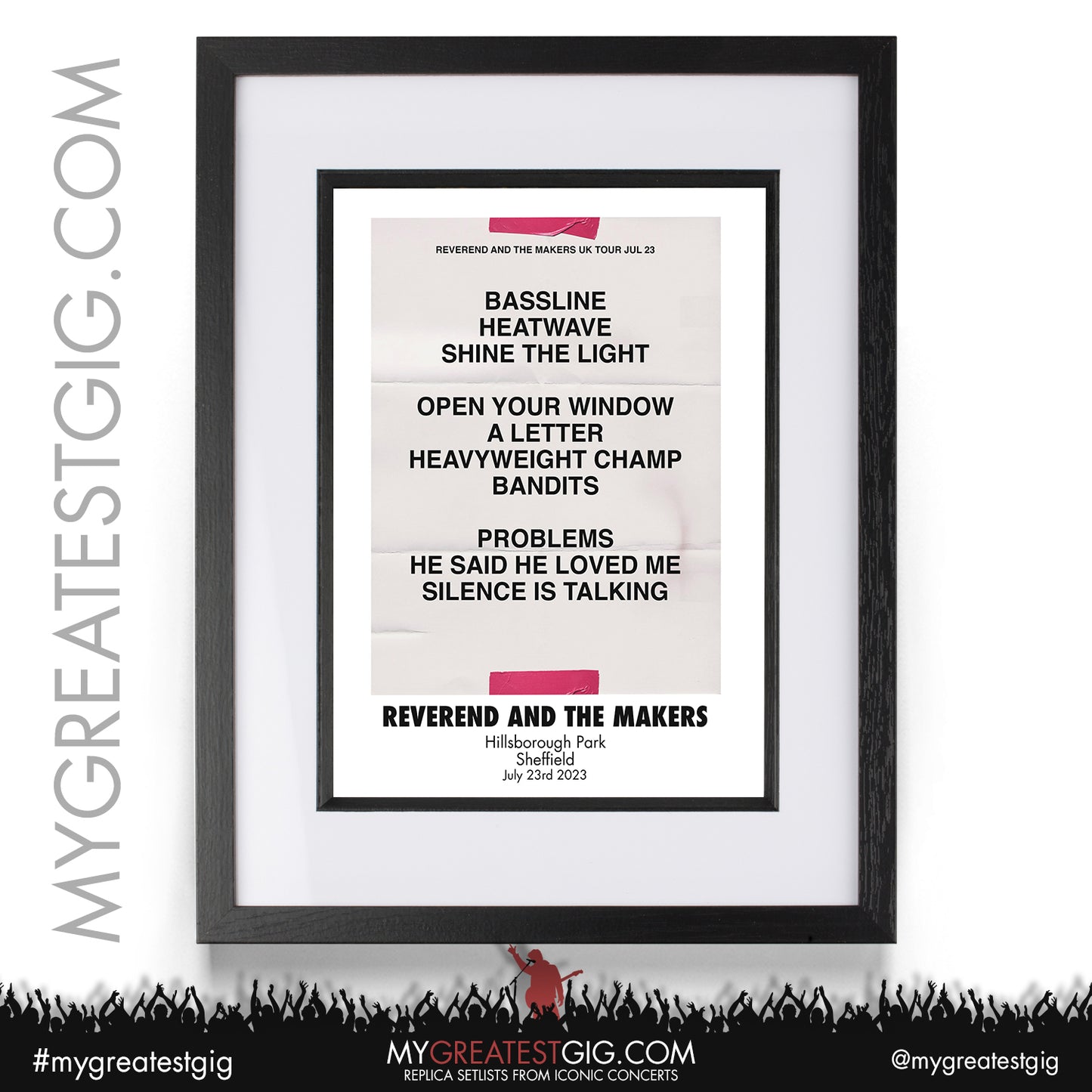 Reverand And The Makers - Sheffield - July 23rd 2023 Recreated Setlist Poster