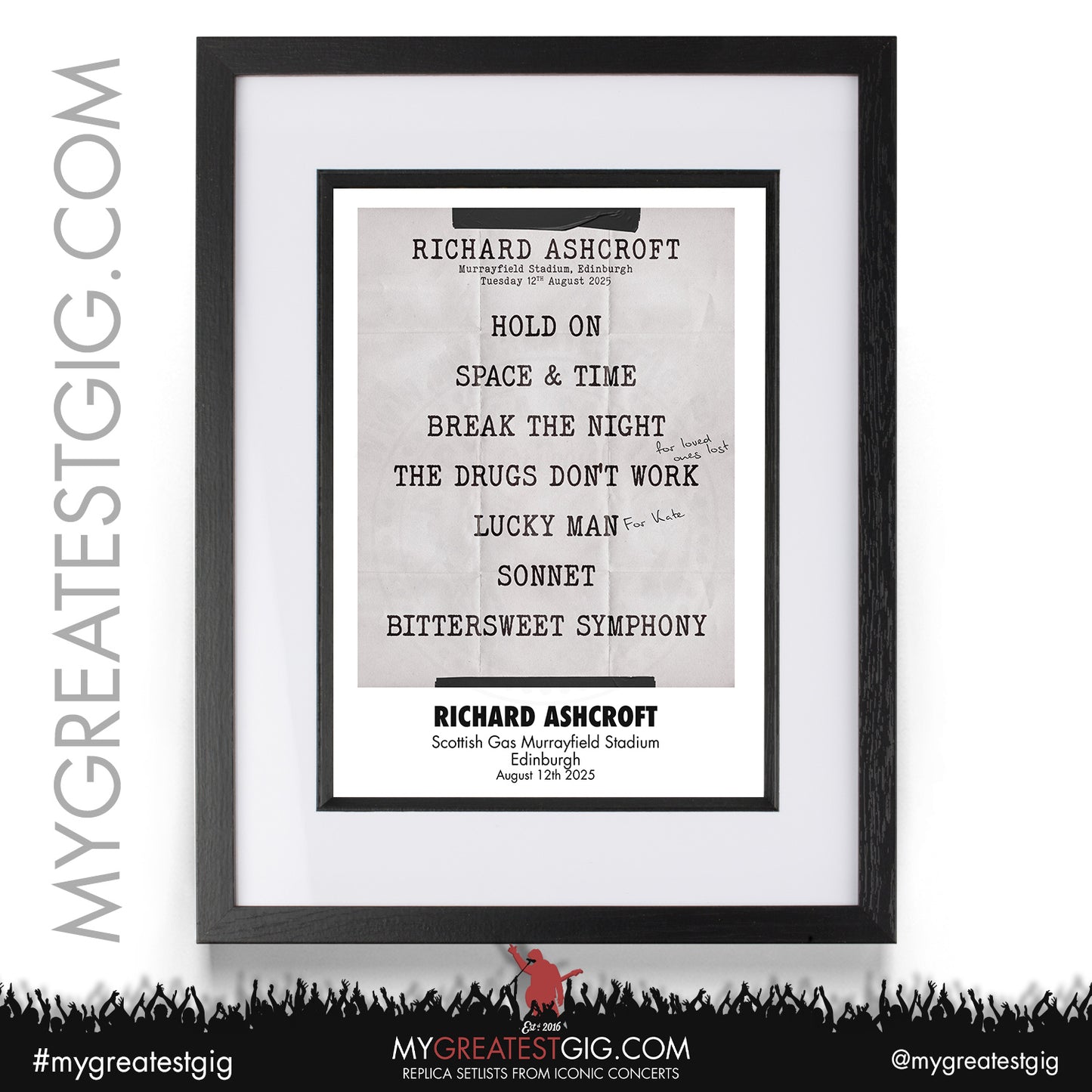Richard Ashcroft - Live '25 - Oasis 2025 Tour Support Replica Setlist Posters