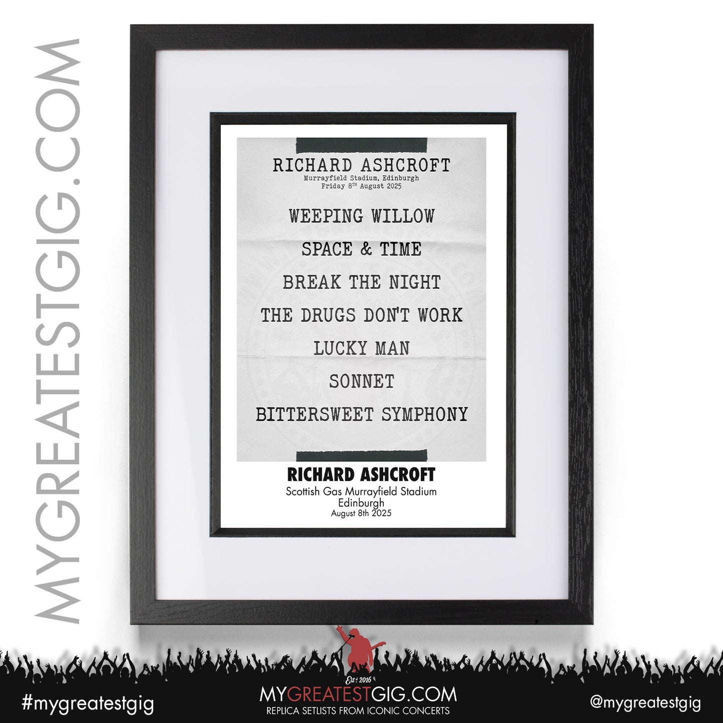 Richard Ashcroft - Live '25 - Oasis 2025 Tour Support Replica Setlist Posters