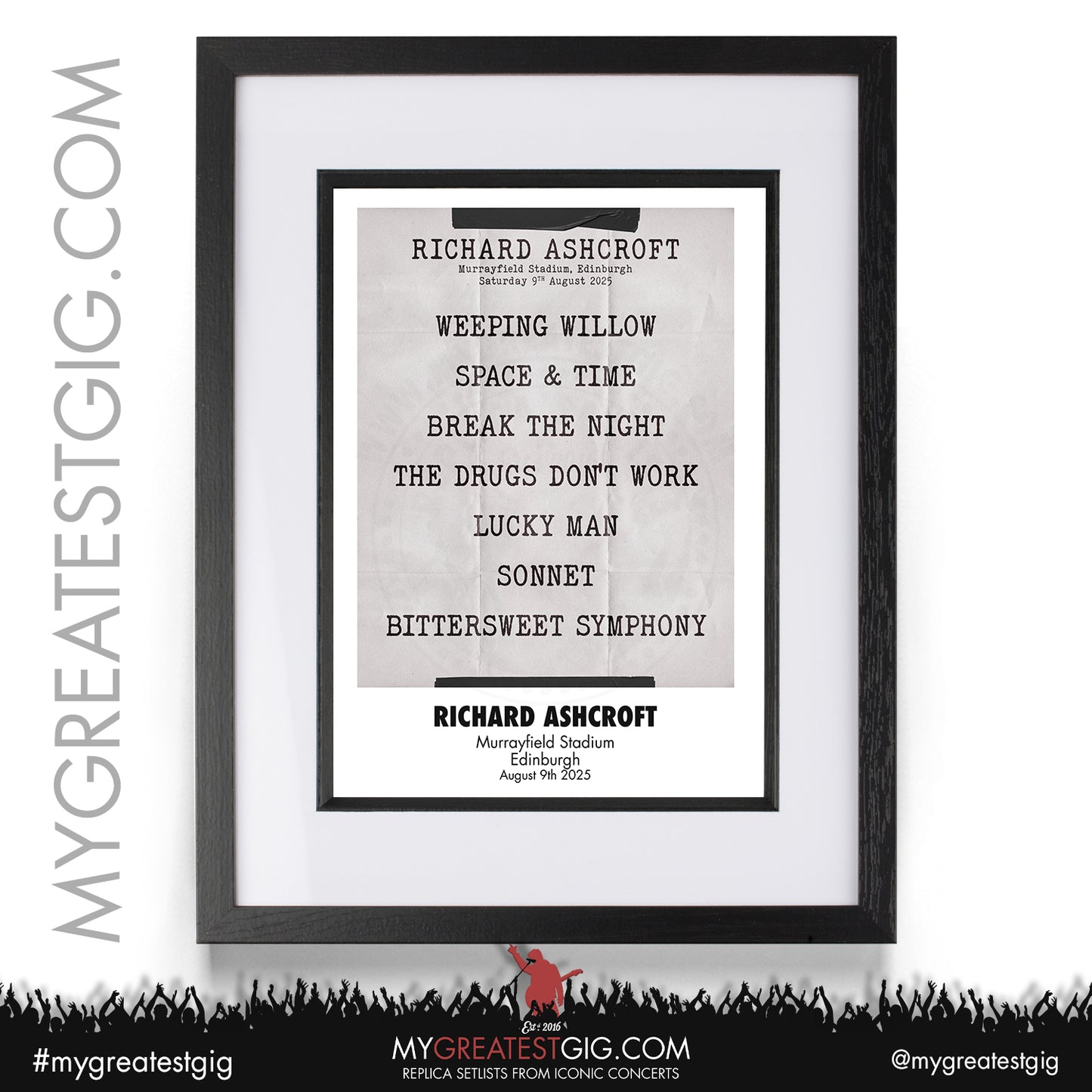 Richard Ashcroft - Live '25 - Oasis 2025 Tour Support Replica Setlist Posters