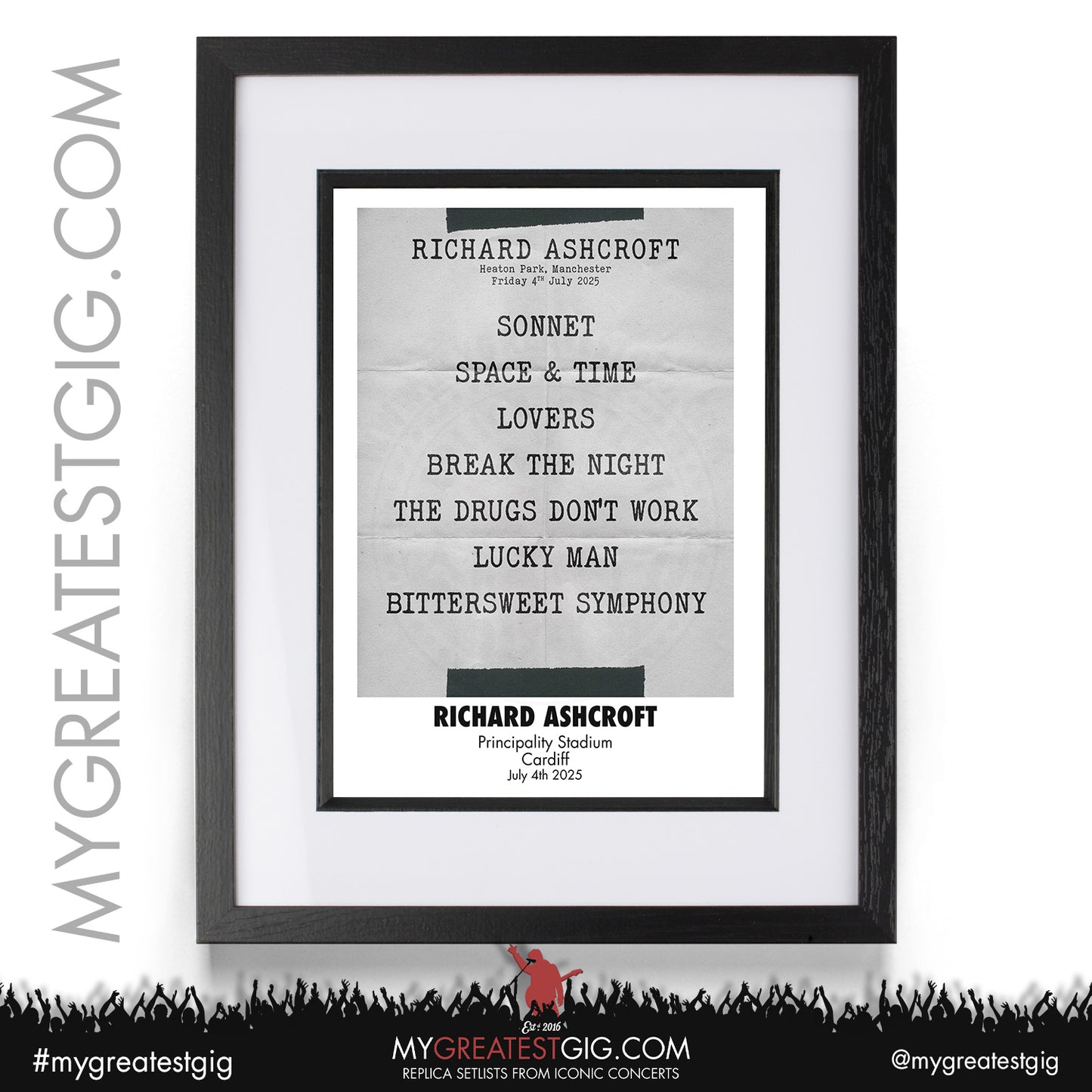 Richard Ashcroft - Live '25 - Oasis 2025 Tour Support Replica Setlist Posters
