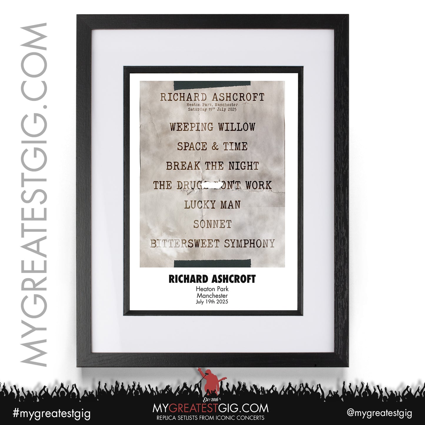 Richard Ashcroft - Live '25 - Oasis 2025 Tour Support Replica Setlist Posters