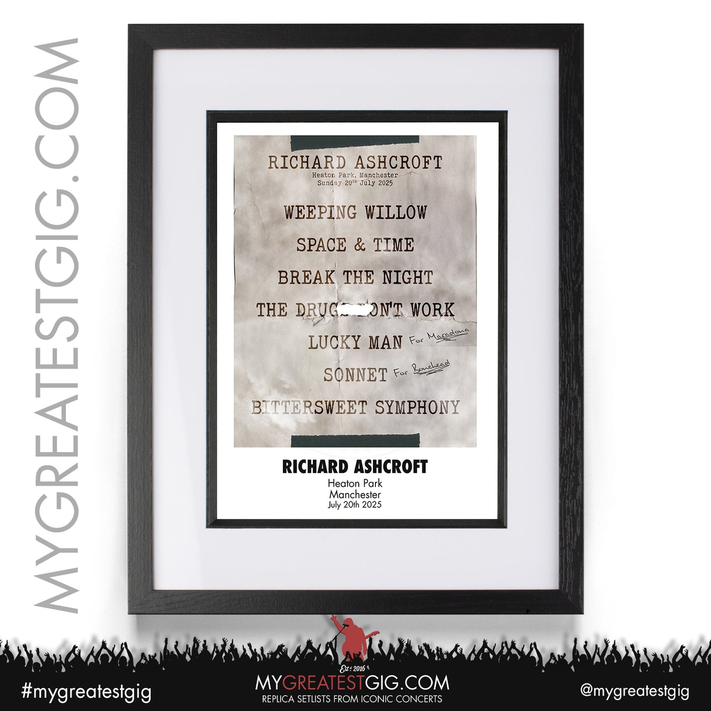 Richard Ashcroft - Live '25 - Oasis 2025 Tour Support Replica Setlist Posters