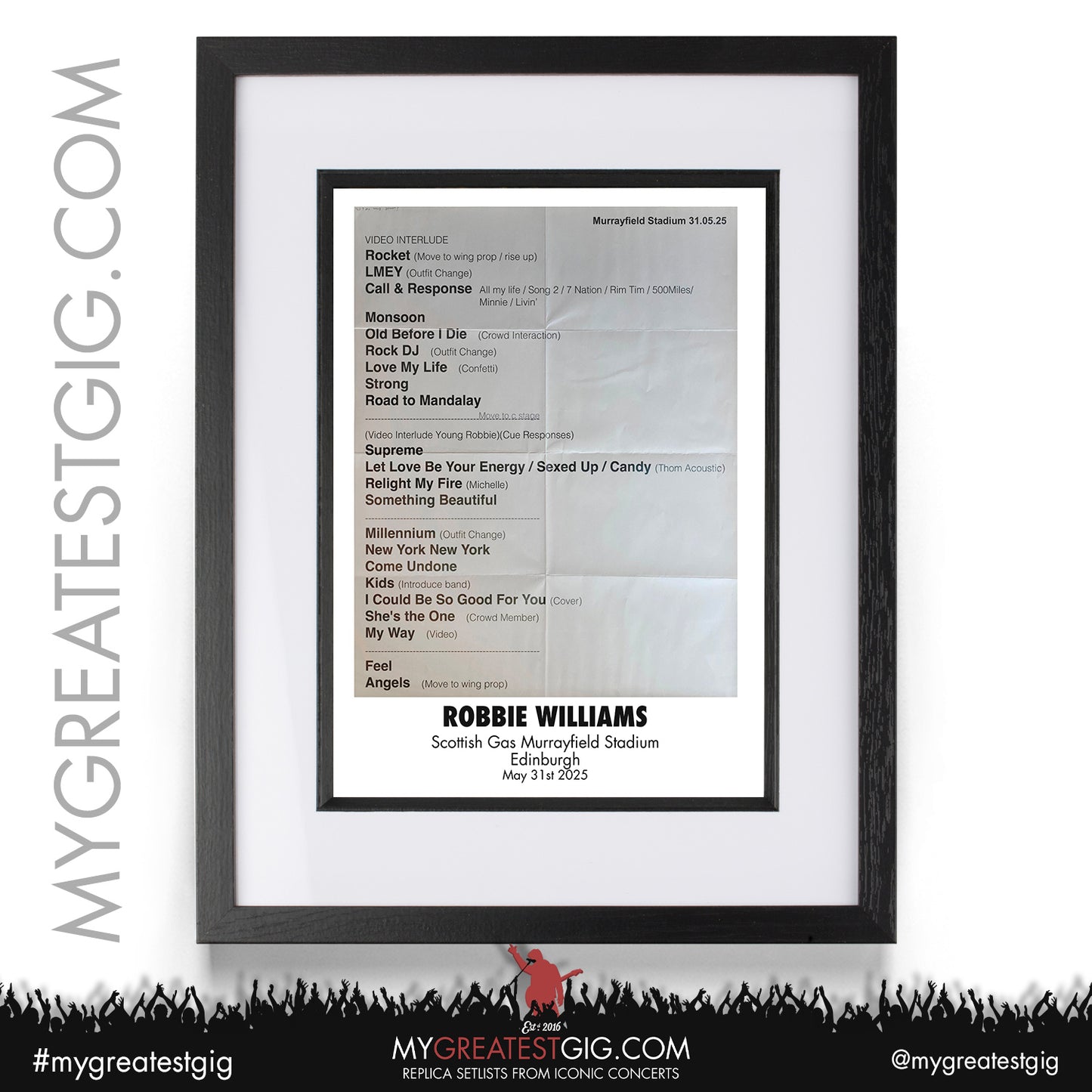 Robbie Williams - Britpop Tour 2025 - Replica Setlist Posters