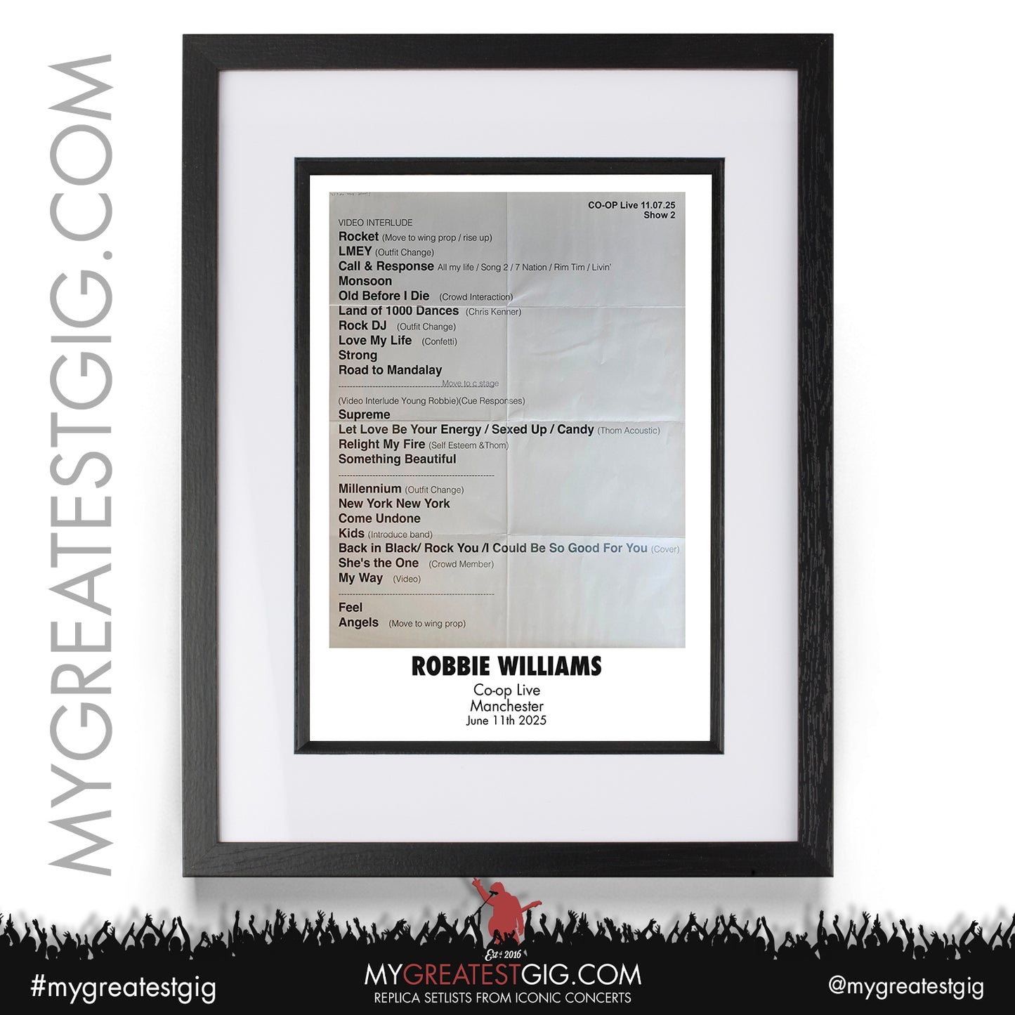 Robbie Williams - Britpop Tour 2025 - Replica Setlist Posters