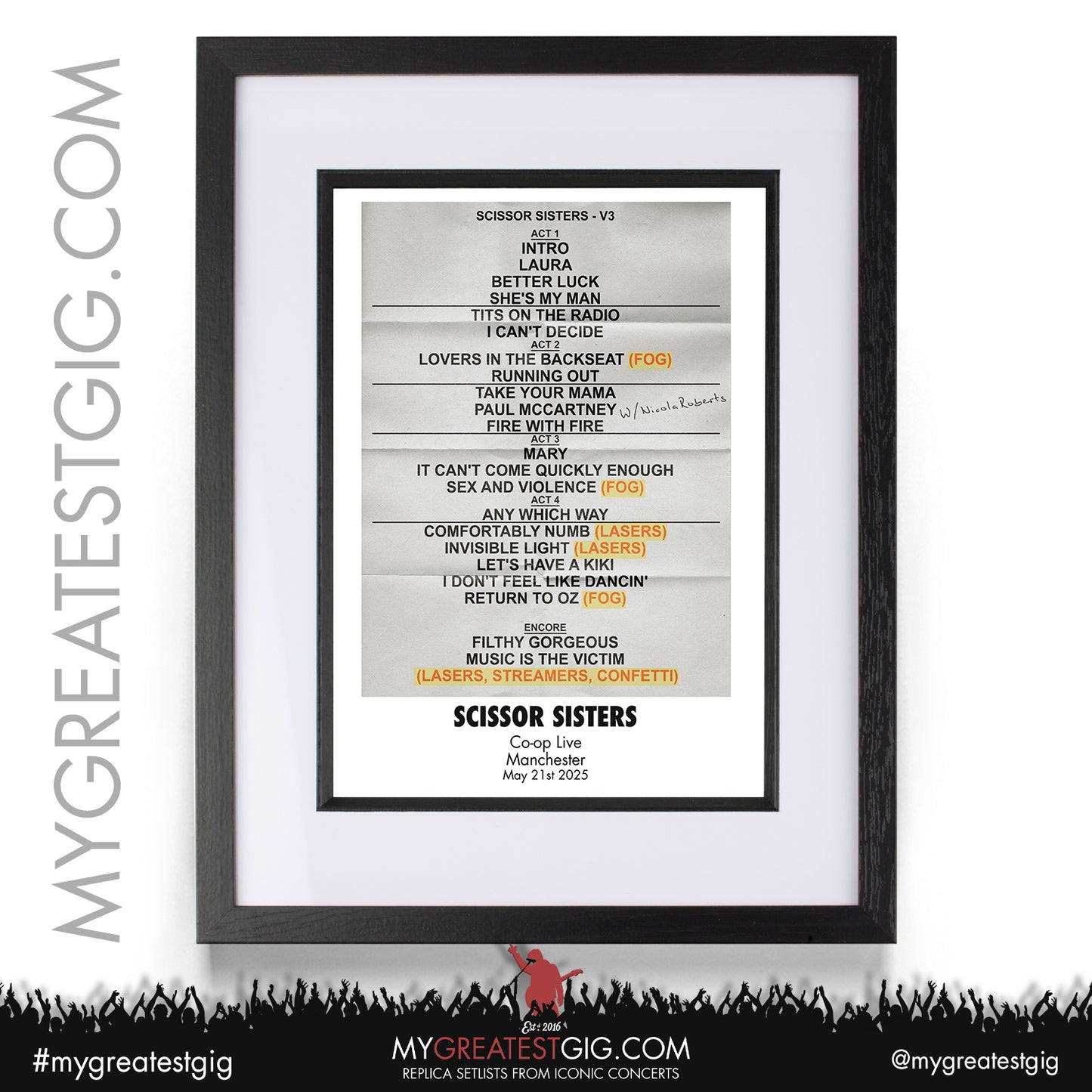 Scissor Sisters - 20th Anniversary Tour 2025 - Replica Setlist Posters