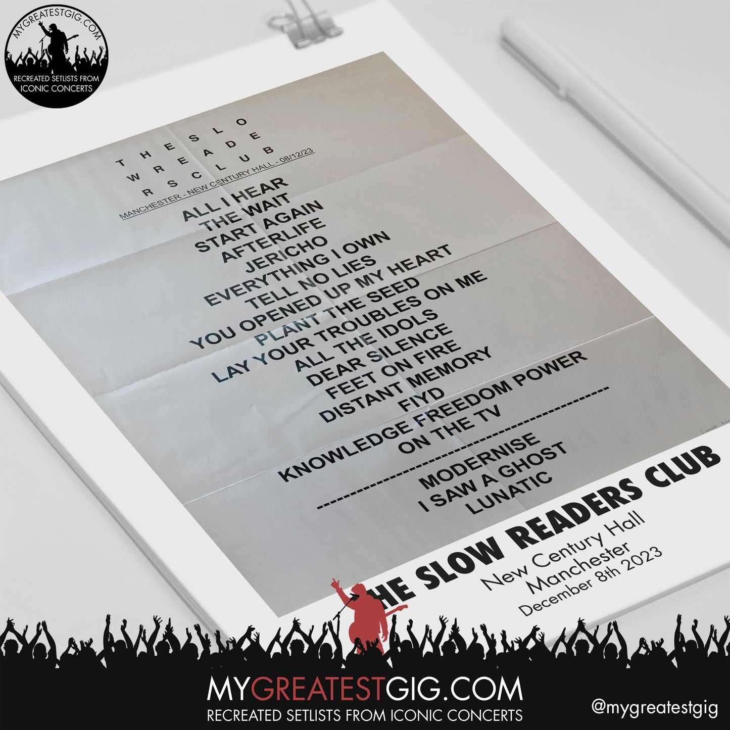 Slow Readers Club - Manchester - December 8th 2023 Replica Setlist Poster
