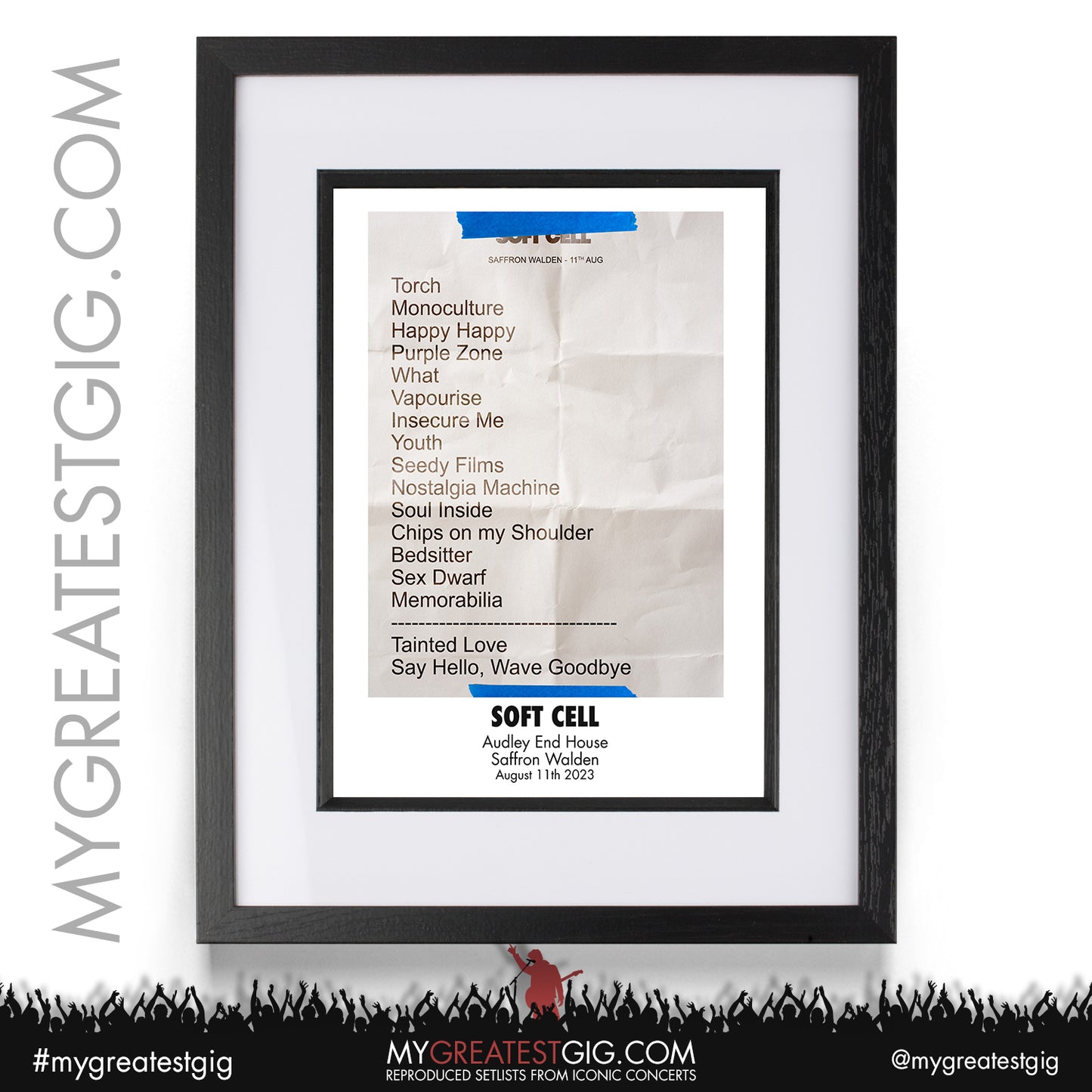 Soft Cell - Saffron Walden - August 11th 2023 Recreated Setlist Poster