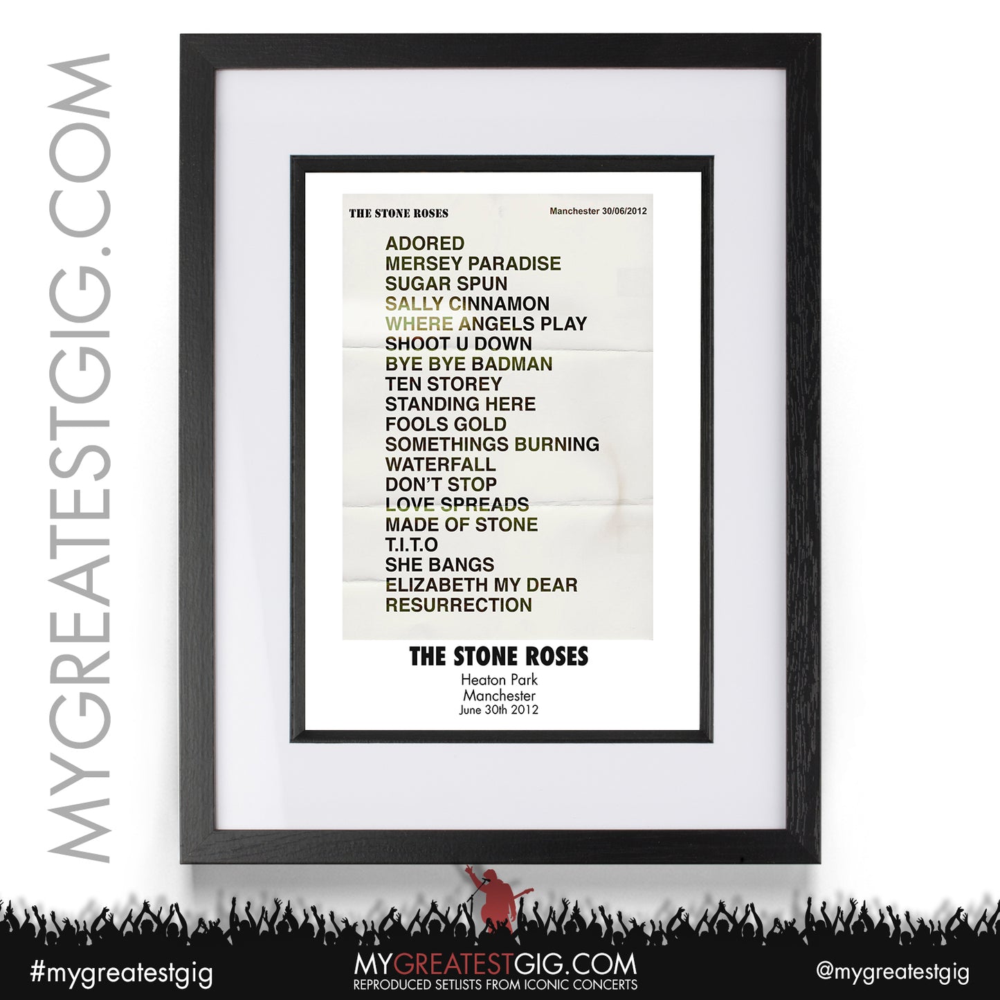 Stone Roses - Manchester - June 30th 2012 Recreated Setlist Poster