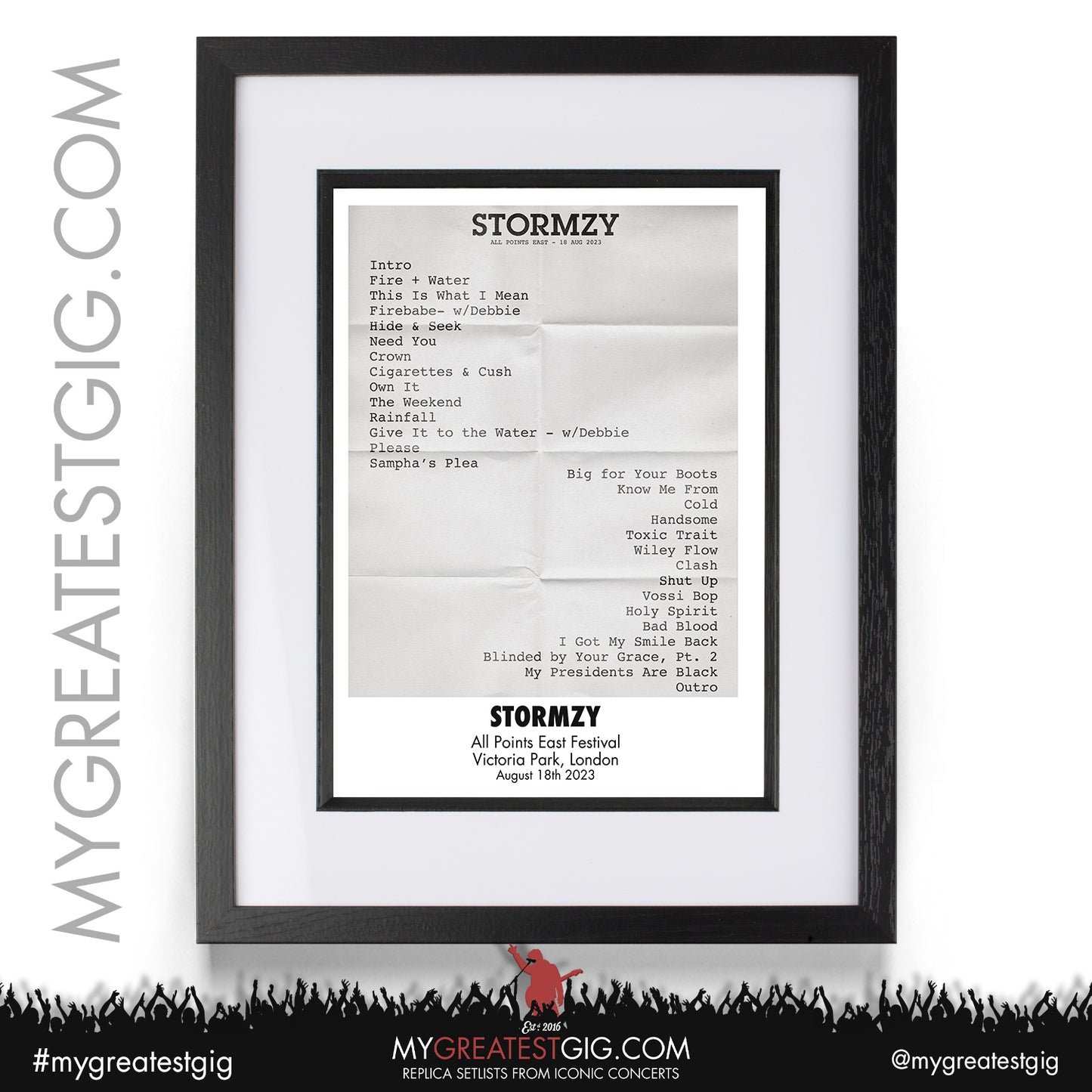 Stormzy - London - August 18th 2023 Replica Setlist Poster