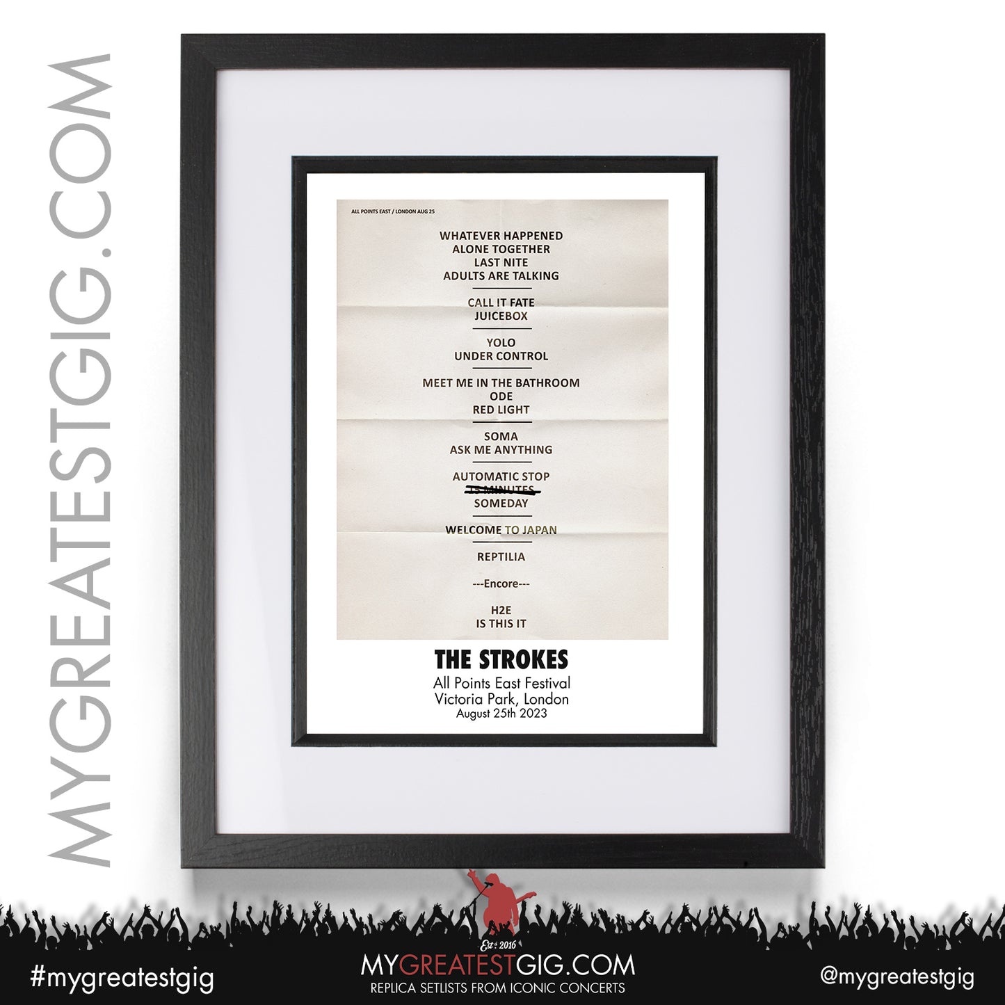The Strokes - London - August 25th 2023 Replica Setlist Poster