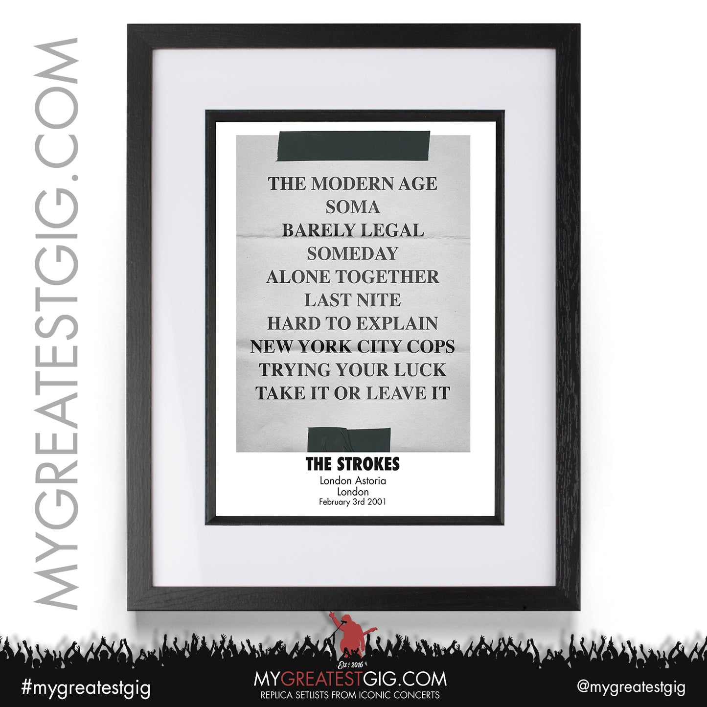 The Strokes - London - February 3rd 2001 Replica Setlist Poster