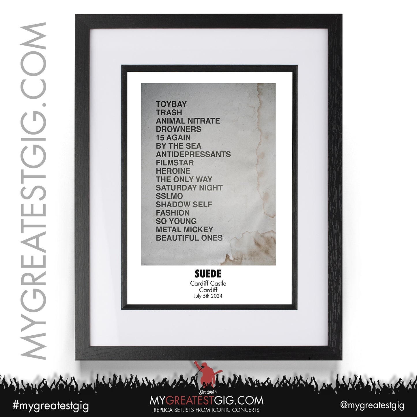 Suede - Cardiff Castle - July 5th / 6th 2024 Replica Setlist Poster