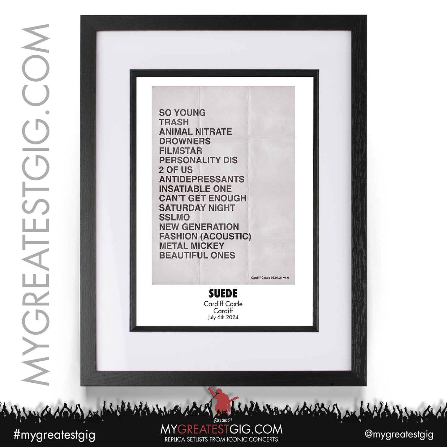 Suede - Cardiff Castle - July 5th / 6th 2024 Replica Setlist Poster