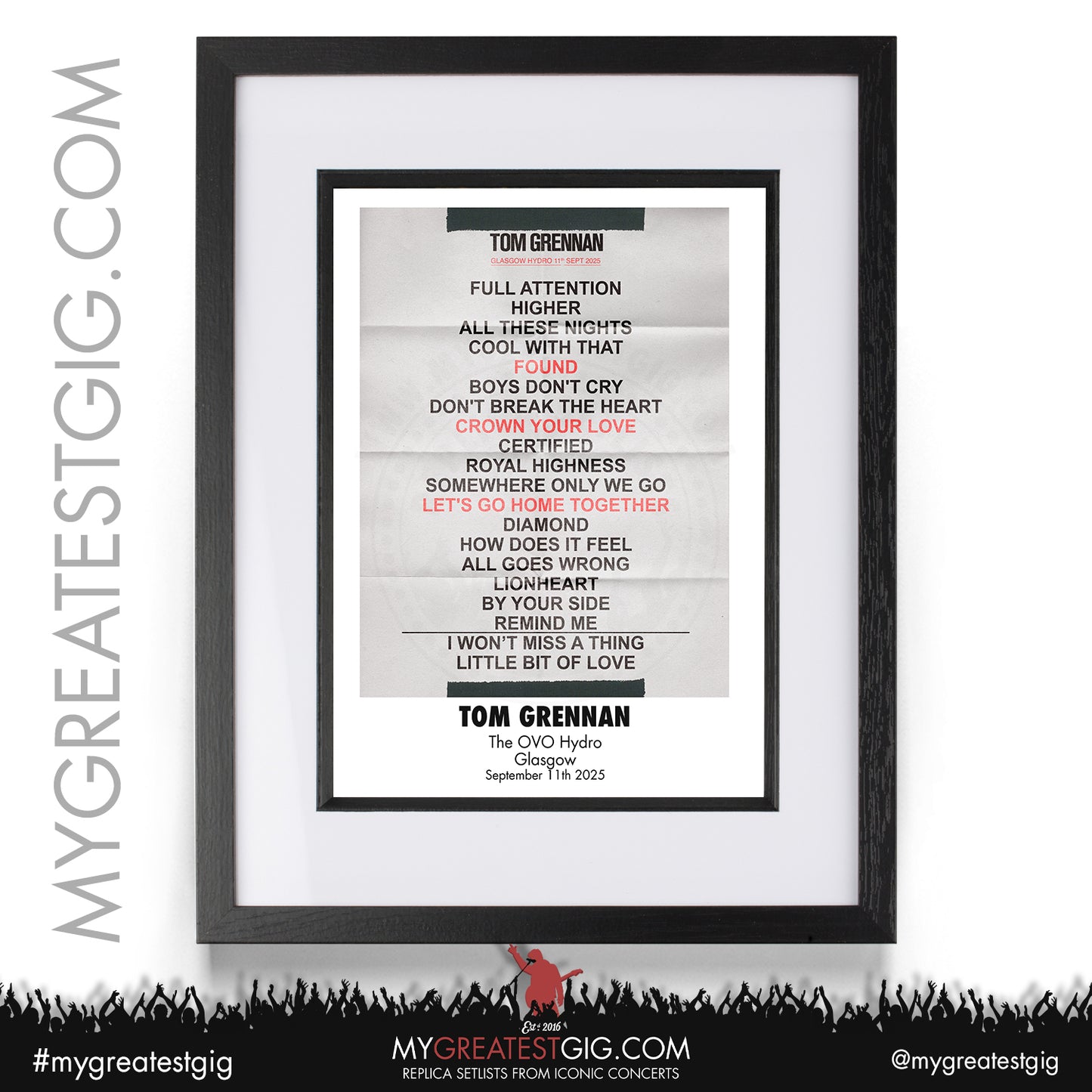 Tom Grennan - 2025 Tour - Replica Setlist Posters
