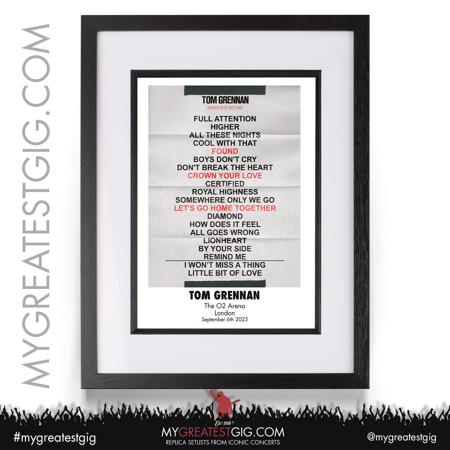 Tom Grennan - 2025 Tour - Replica Setlist Posters