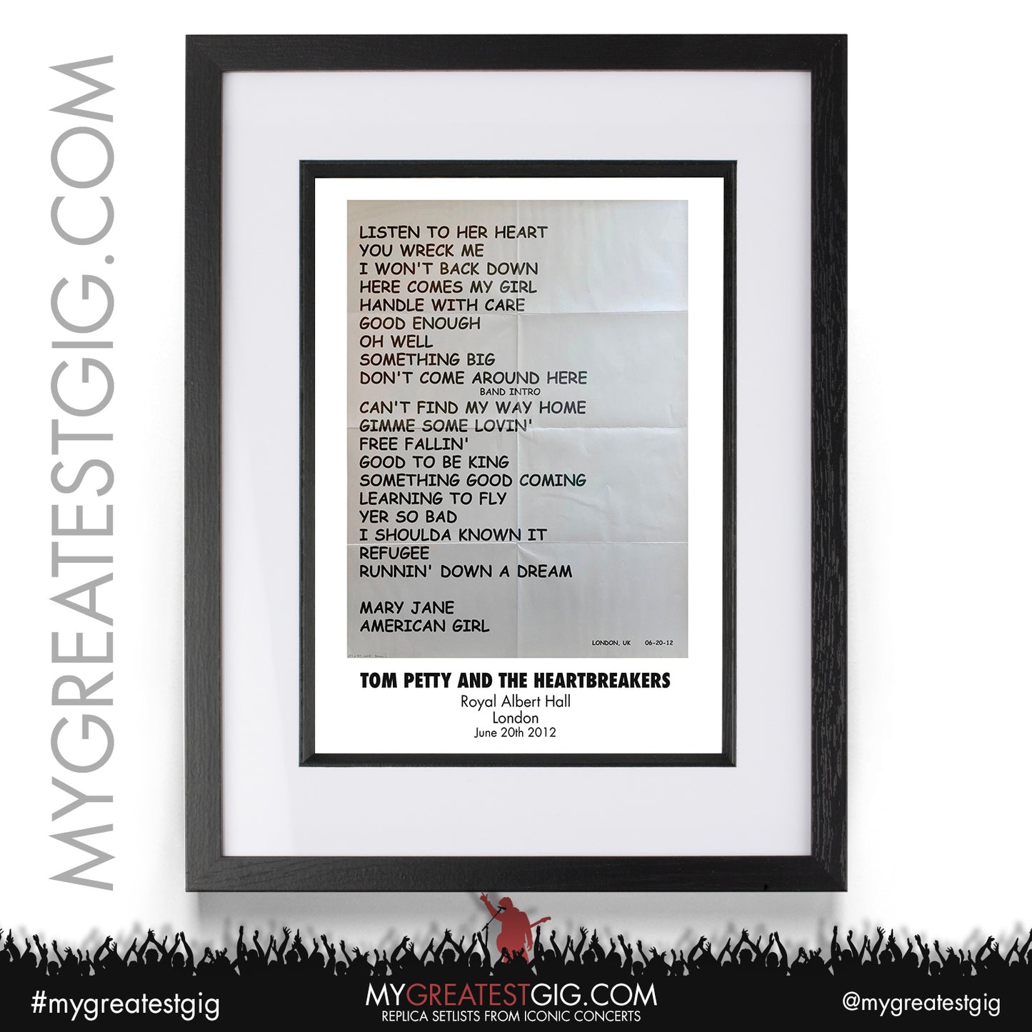 Tom Petty And The Heartbreakers - London - June 20th 2012 Recreated Setlist Poster