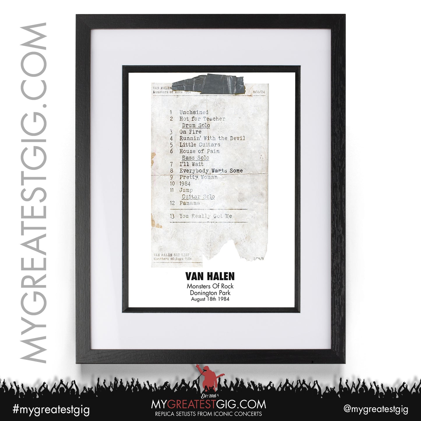 Van Halen - Monsters Of Rock - August 18th 1984 Replica Setlist Poster