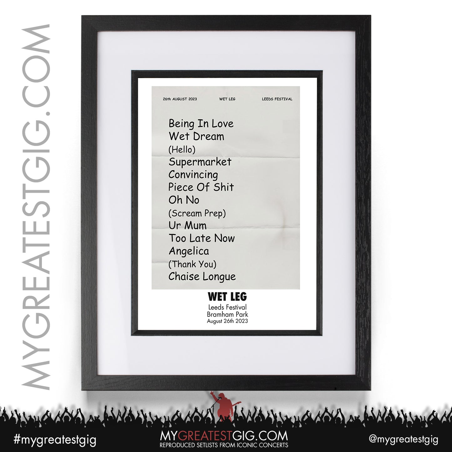 Wet Leg - Leeds Festival - August 26th 2023 Recreated Setlist Poster