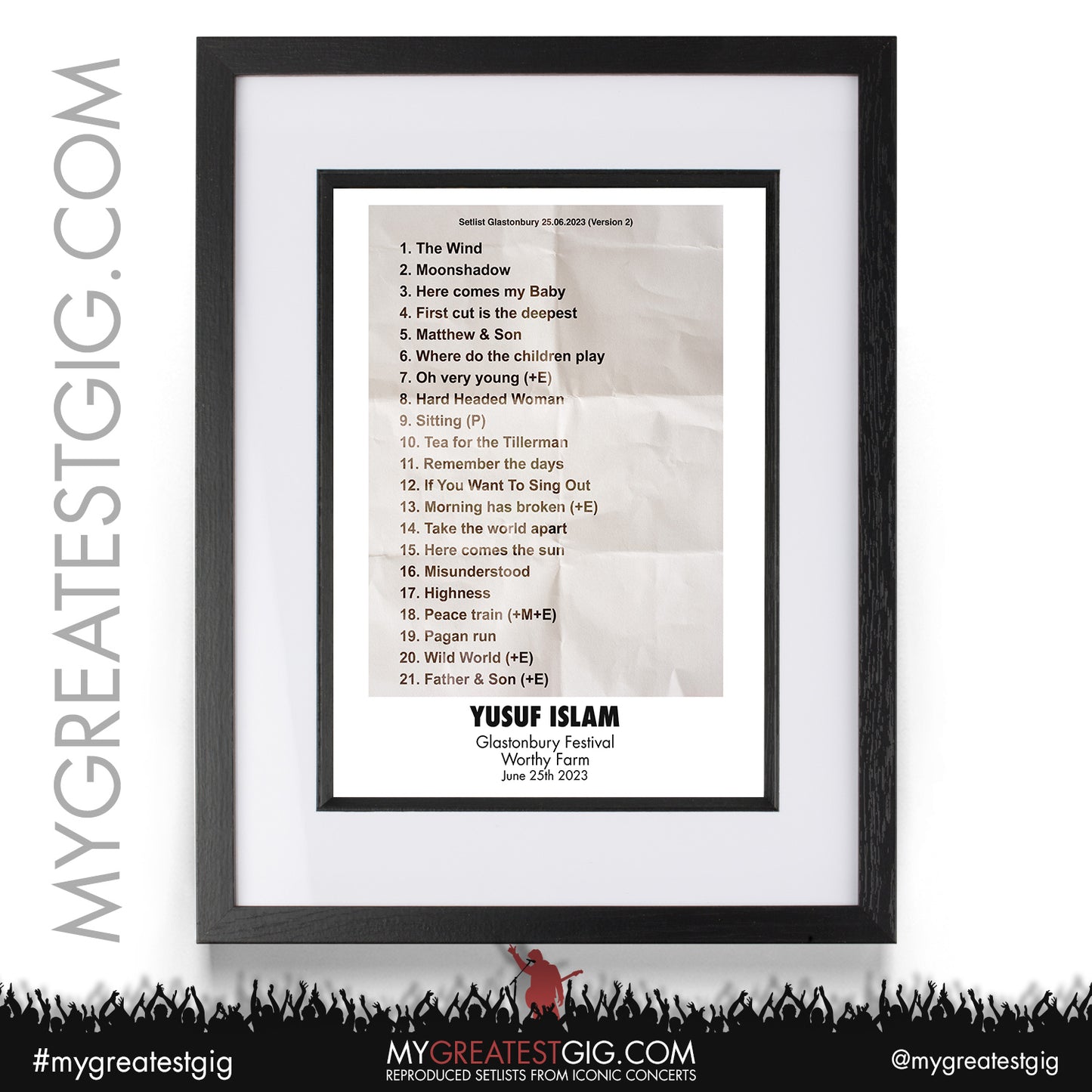 Yusuf Islam - Glastonbury Festival - June 25th 2023 Recreated Setlist Poster