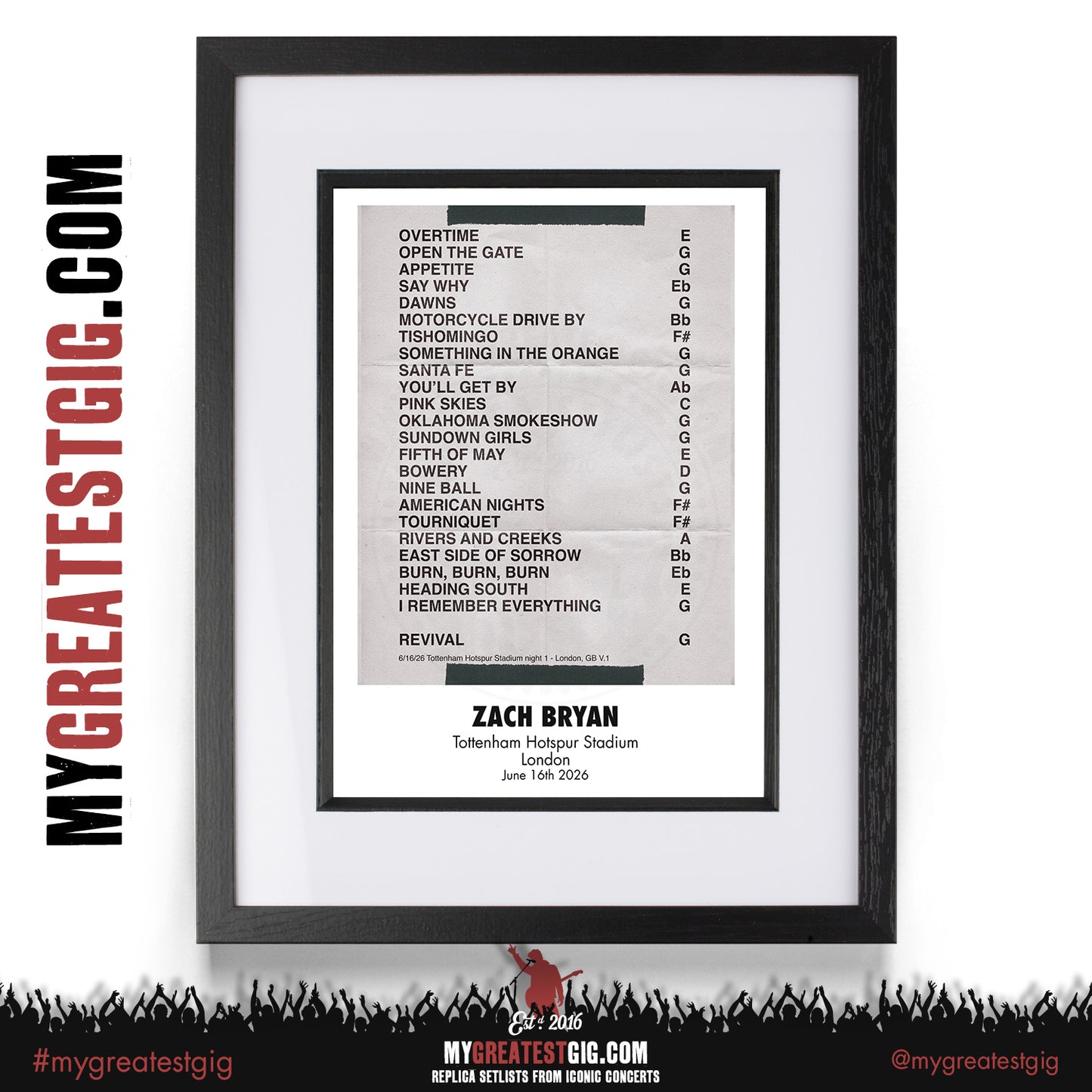 Zach Bryan - With Heaven On Tour 2026 - Replica Setlist Posters