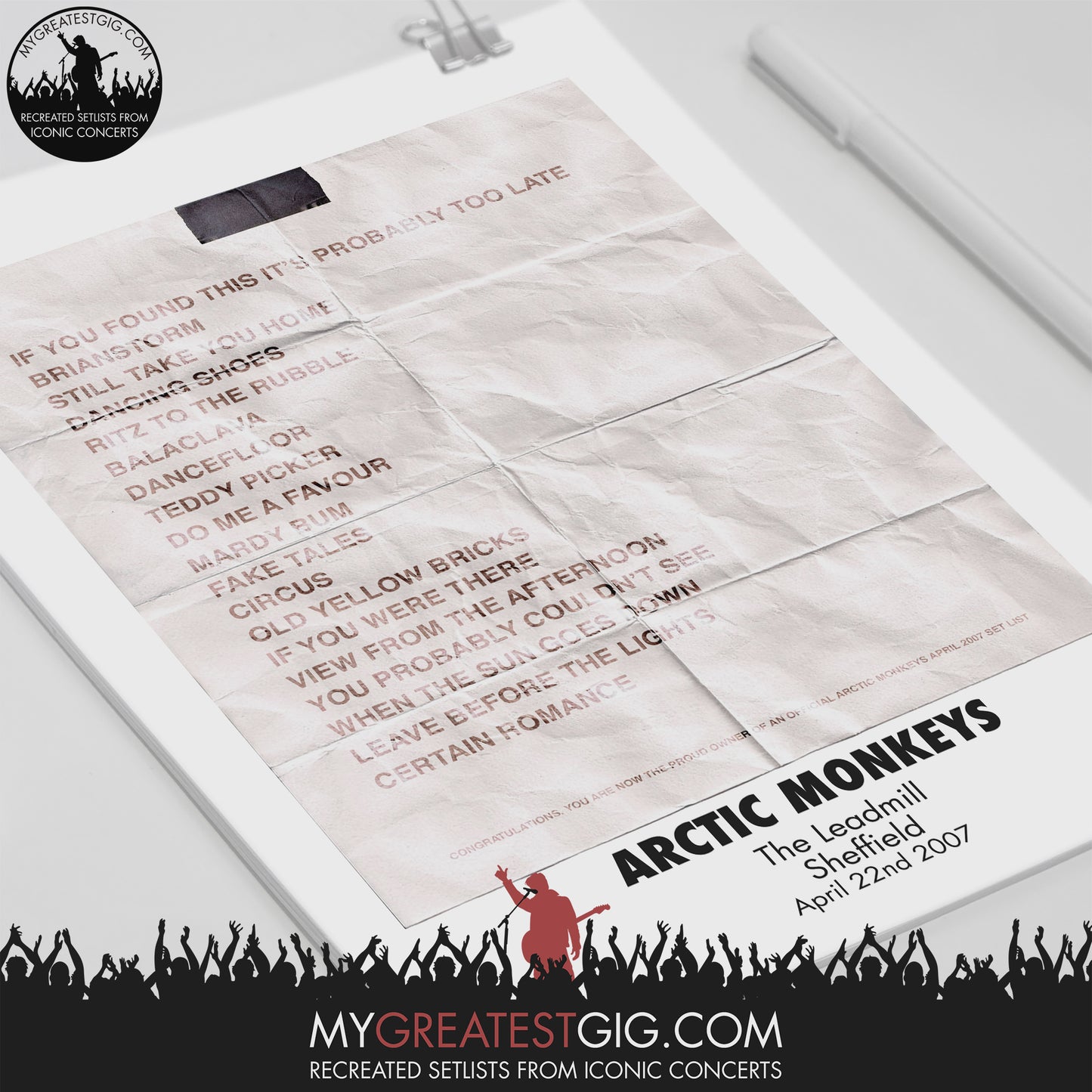 Arctic Monkeys - The Leadmill - Sheffield - Apr 22nd 2007 Recreated Setlist Poster