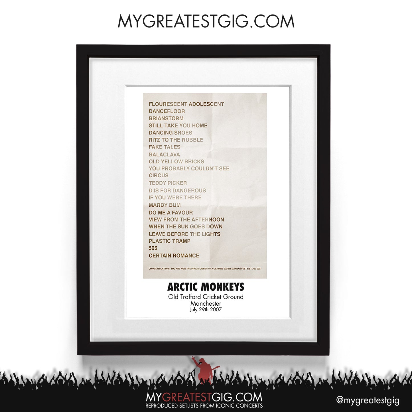 Arctic Monkeys - Manchester - July 29th 2007 Recreated Setlist Poster
