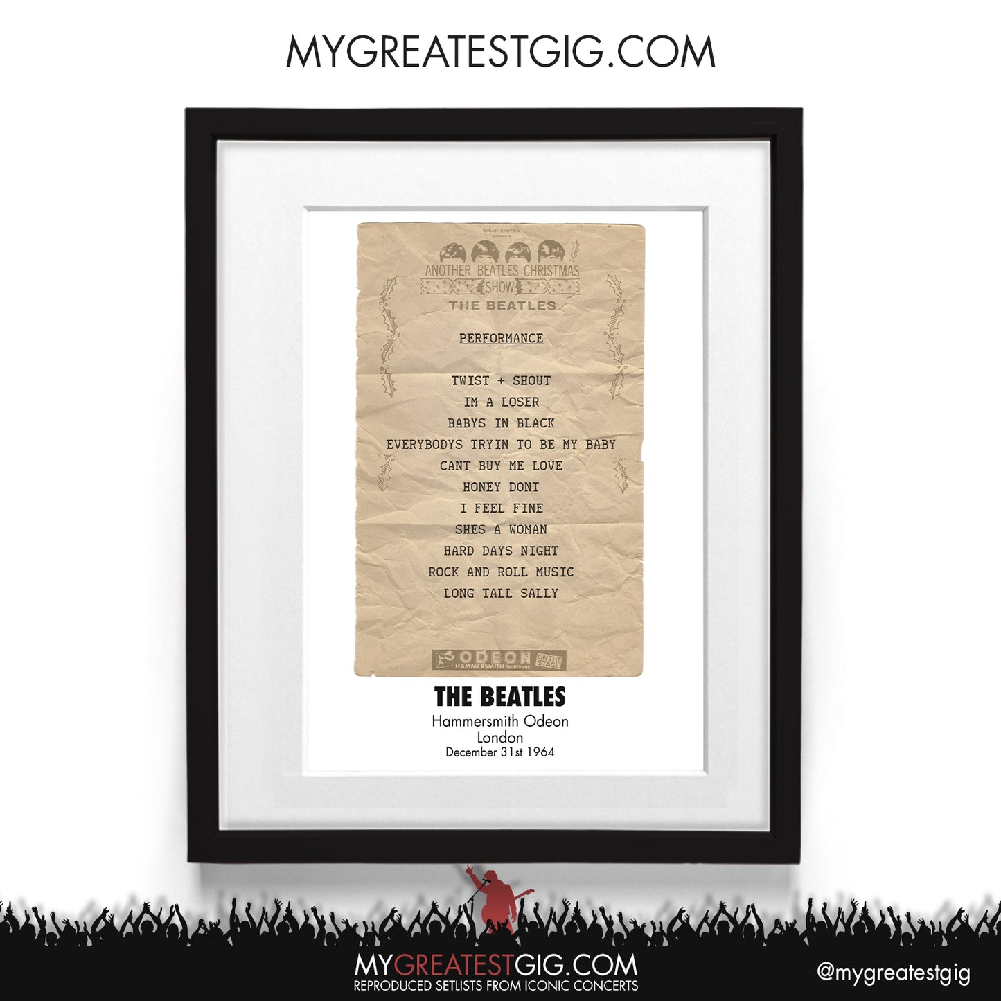 The Beatles - London - Dec 31st 1964 Recreated Setlist Poster