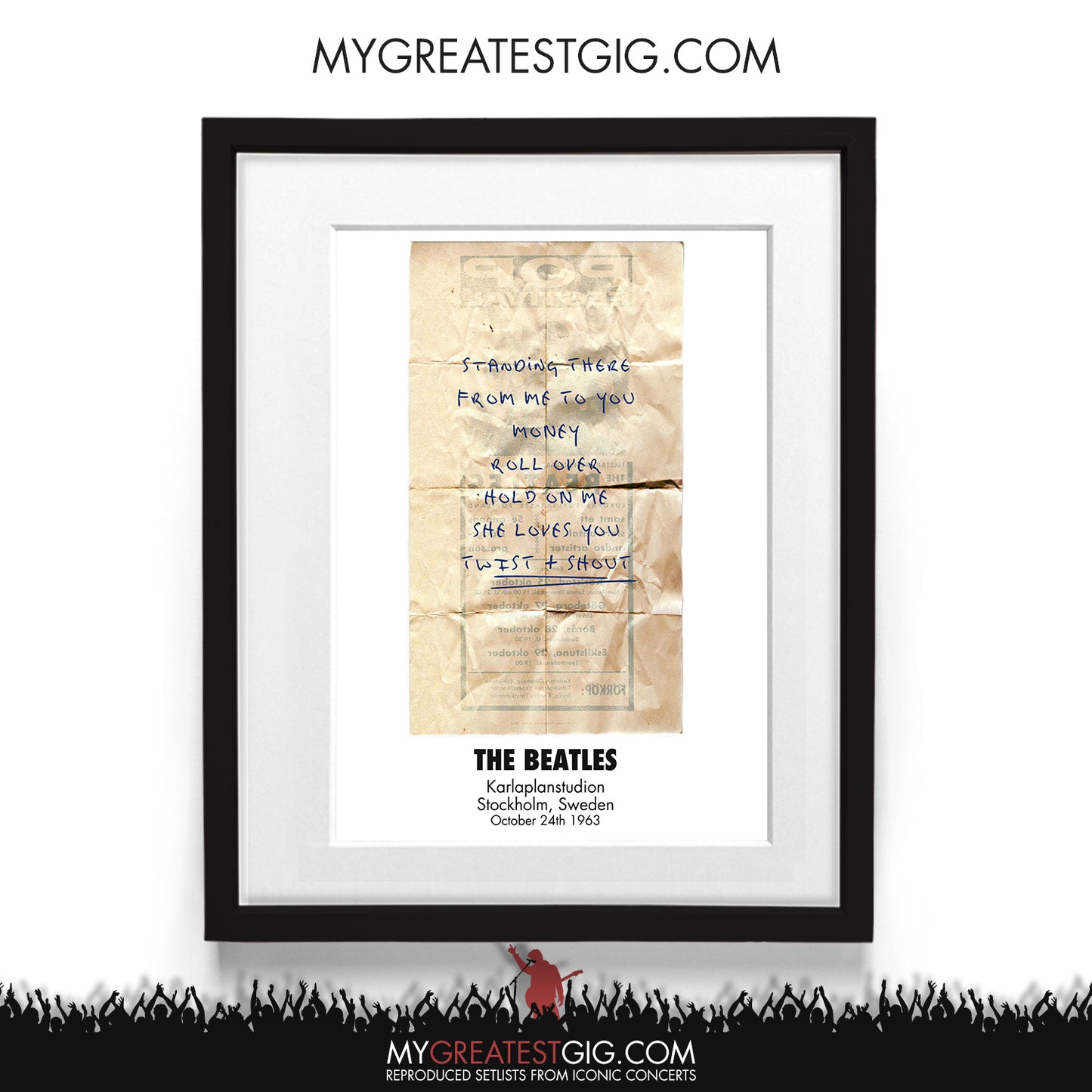 The Beatles - Stockholm - Oct 24th 1963 Recreated Setlist Poster