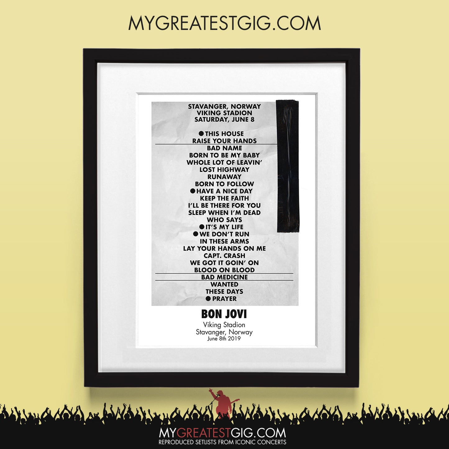 Bon Jovi - Norway - Jun 8th 2019 Recreated Set List Poster