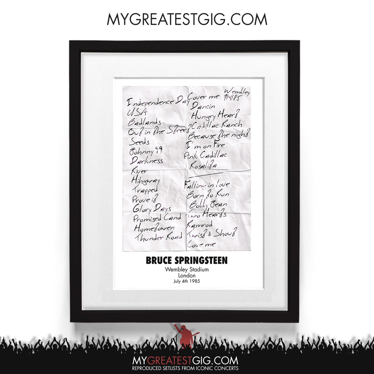 Bruce Springsteen - London - Jul 4th 1985 Recreated Setlist Poster