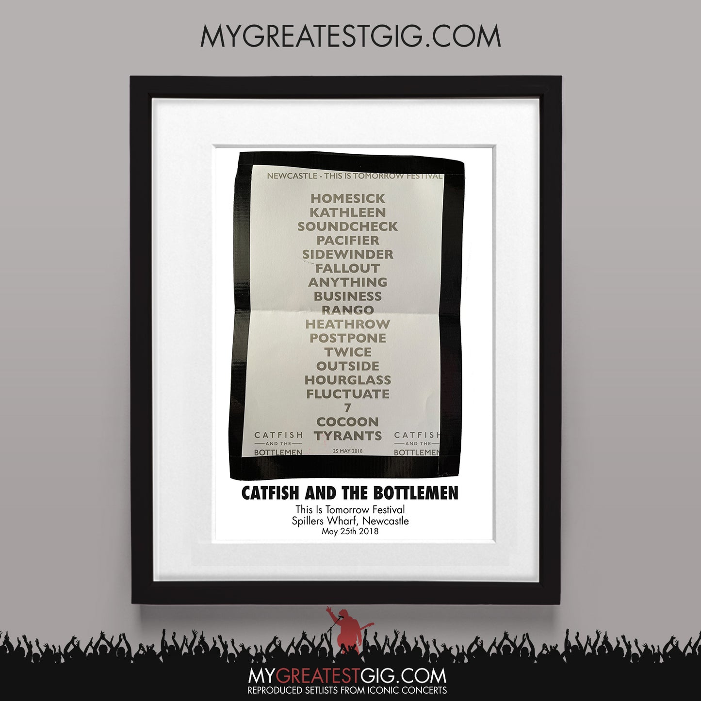 Catfish and the Bottlemen - Newcastle - May 25th 2018 Recreated Set List Poster