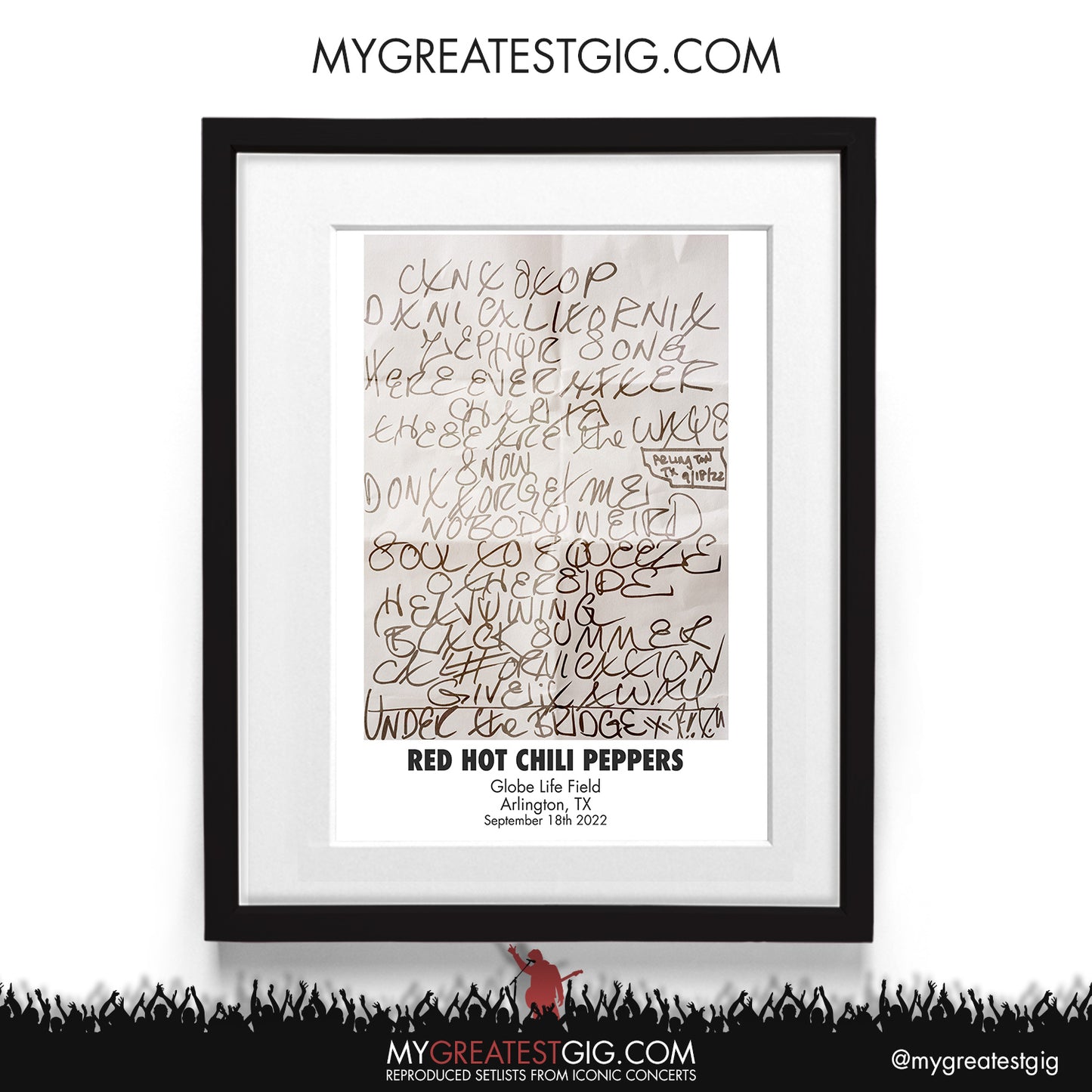 Red Hot Chili Peppers - Arlington - Sep 18th 2022 Recreated Setlist Poster