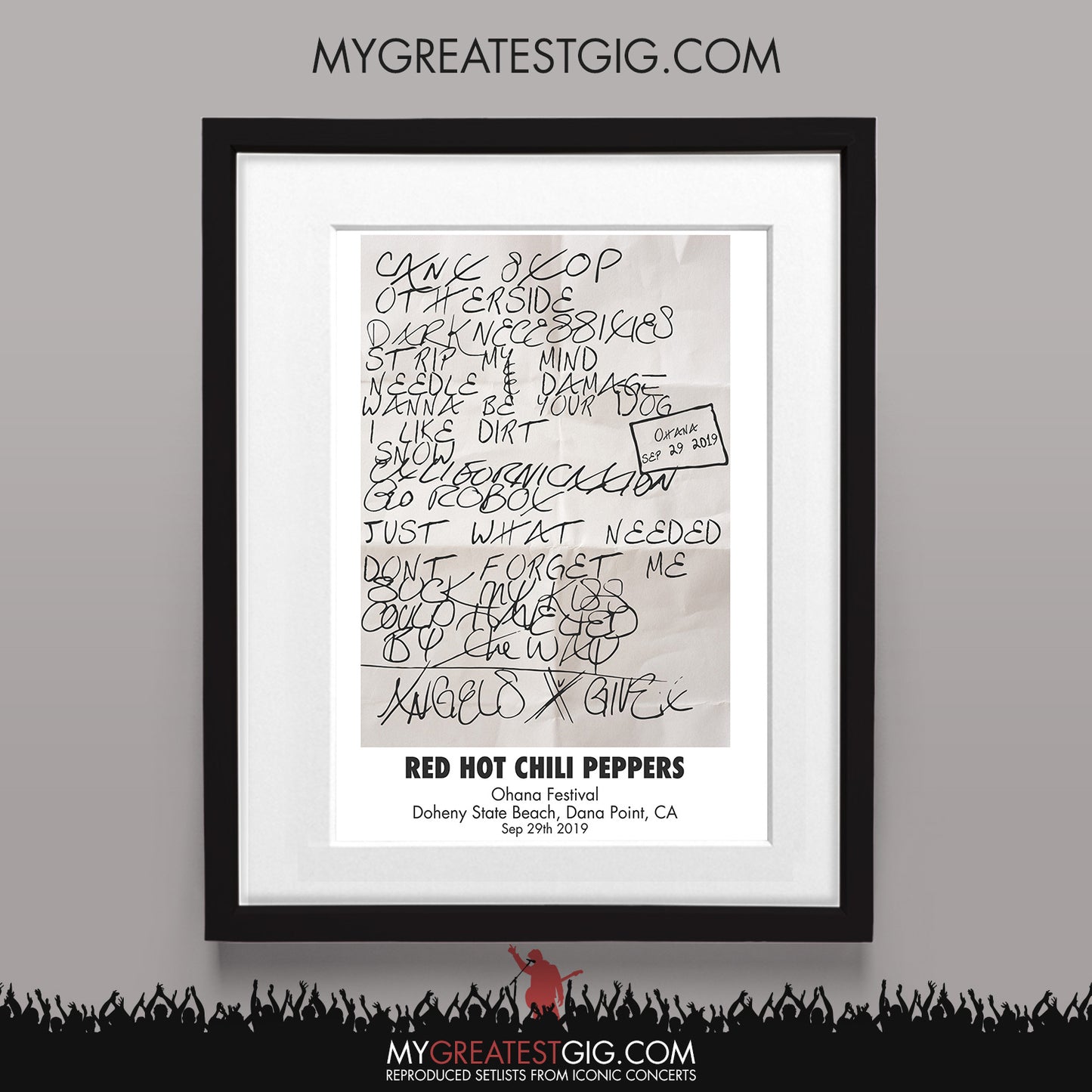 Red Hot Chili Peppers - Ohana Festival - Sep 29th 2019 Recreated Set List Poster