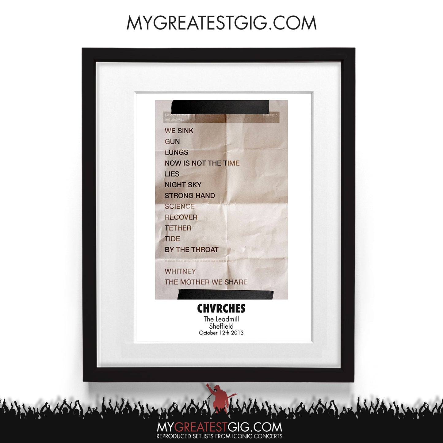 Chvrches - The Leadmill - Sheffield - Oct 12th 2013 Recreated Setlist Poster