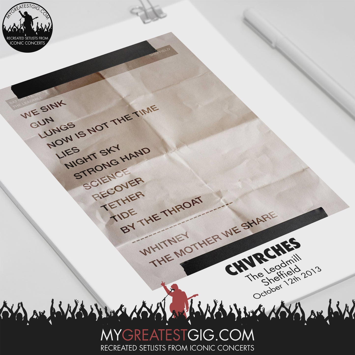 Chvrches - The Leadmill - Sheffield - Oct 12th 2013 Recreated Setlist Poster