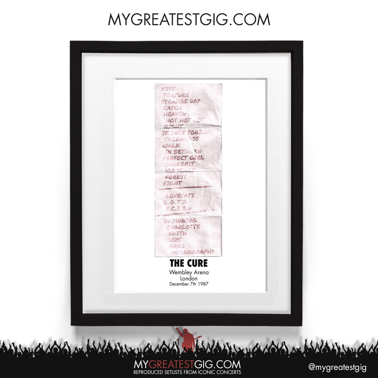 The Cure - London - Dec 7th 1987 Recreated Setlist Poster