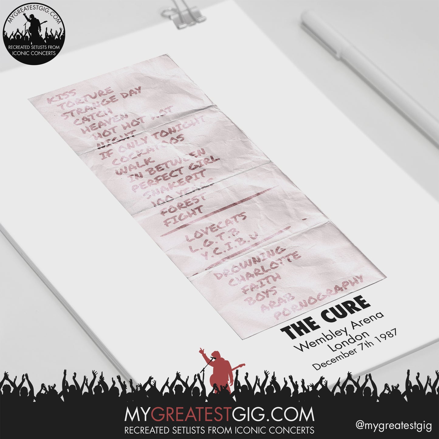 The Cure - London - Dec 7th 1987 Recreated Setlist Poster