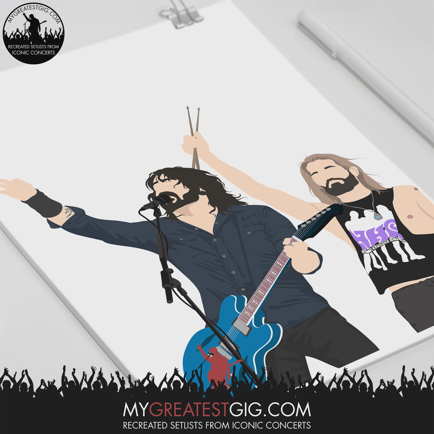 Dave Grohl & Taylor Hawkins (Foo Fighters) - Minimal Illustration Poster