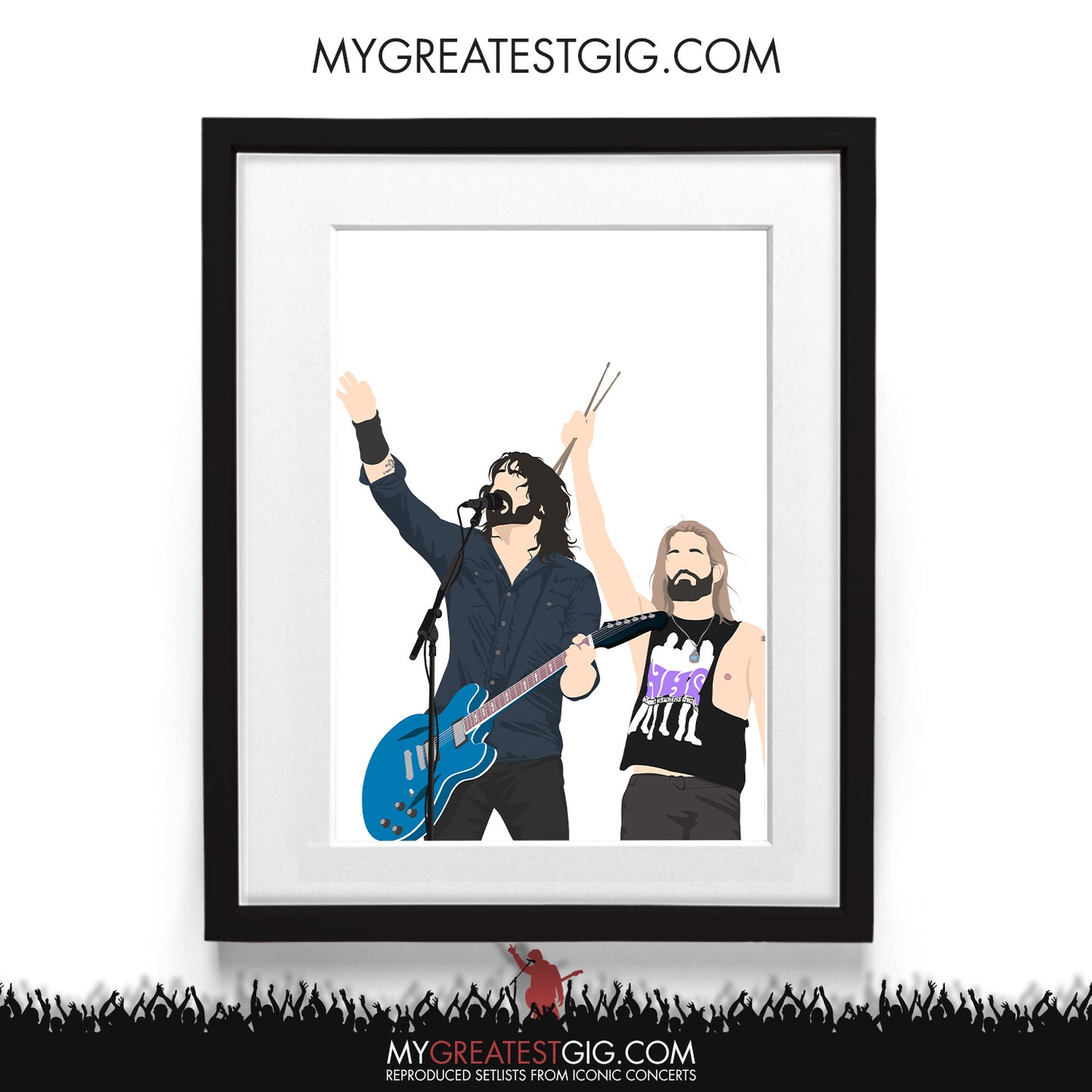 Dave Grohl & Taylor Hawkins (Foo Fighters) - Minimal Illustration Poster